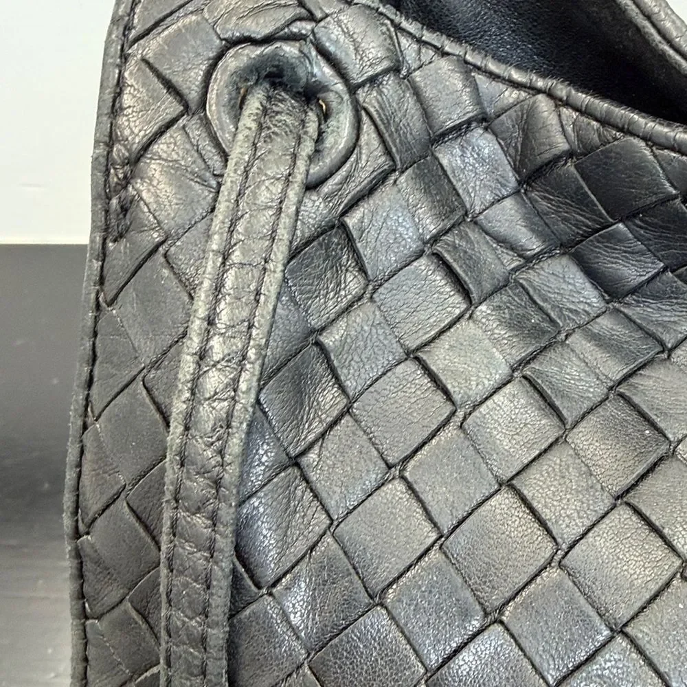 Bottega Veneta Black Intrecciato Leather Shoulder Bag